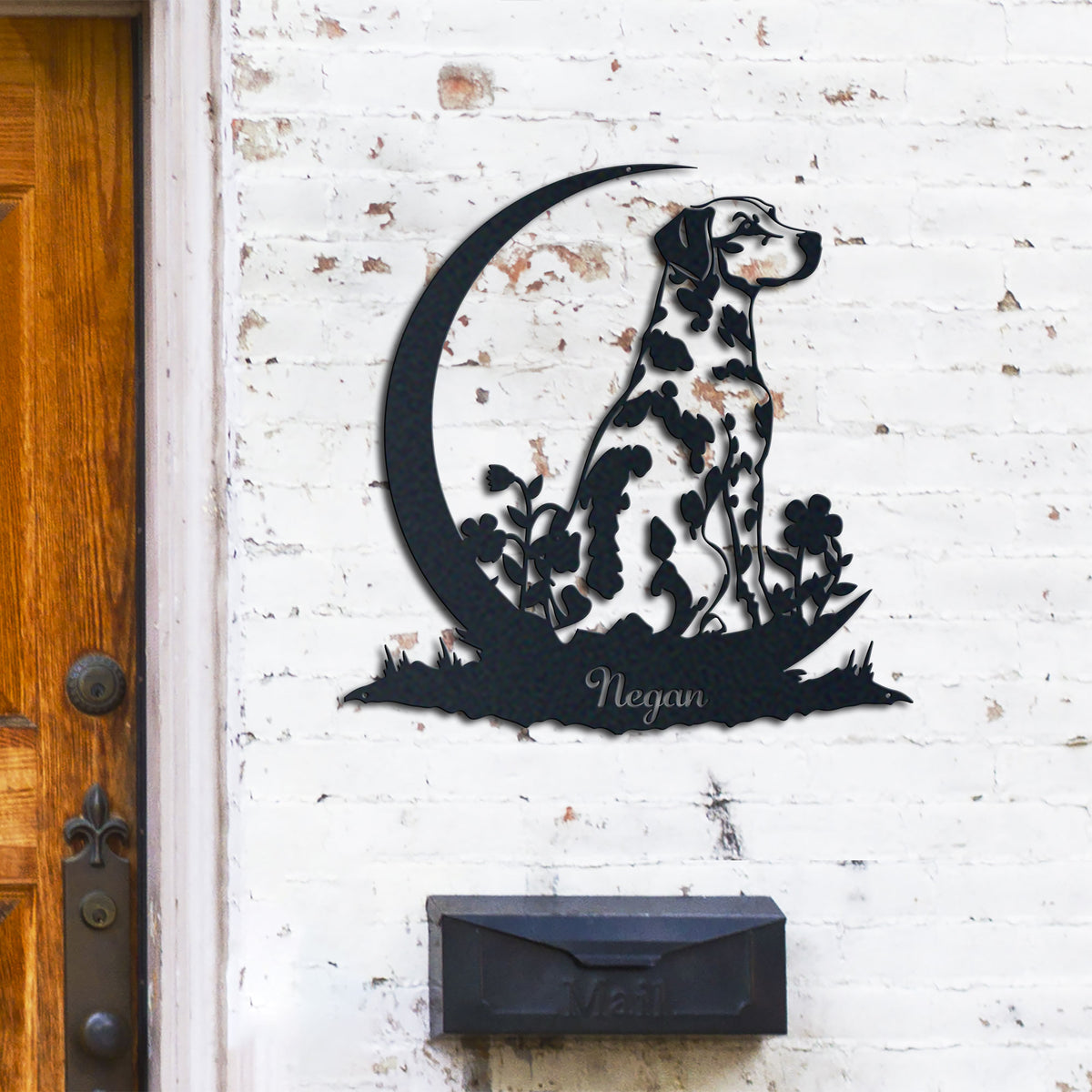 Dalmatian metal wall art displayed on a home wall