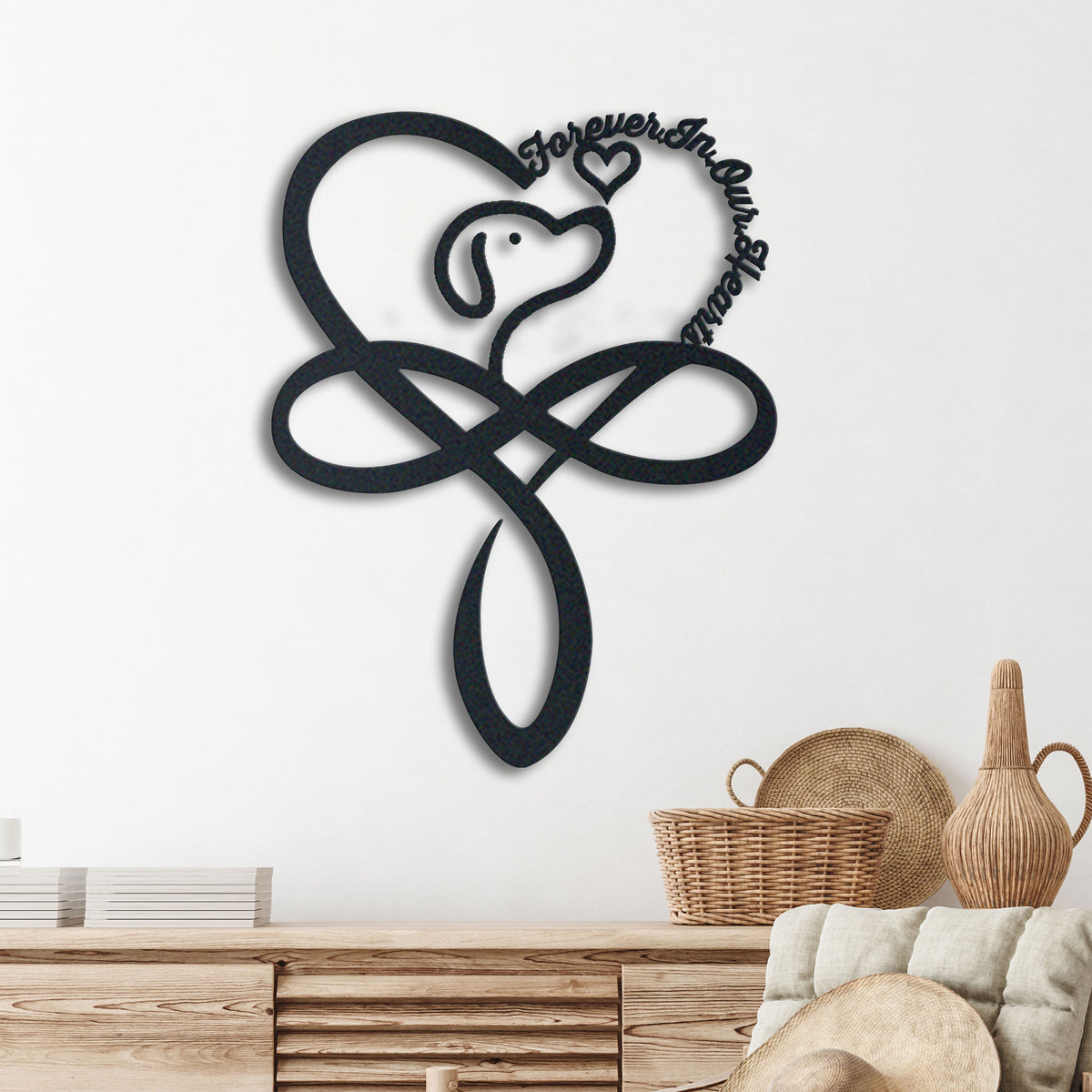 Personalized dog lover metal wall art, dog memorial garden stake with pet name and dates