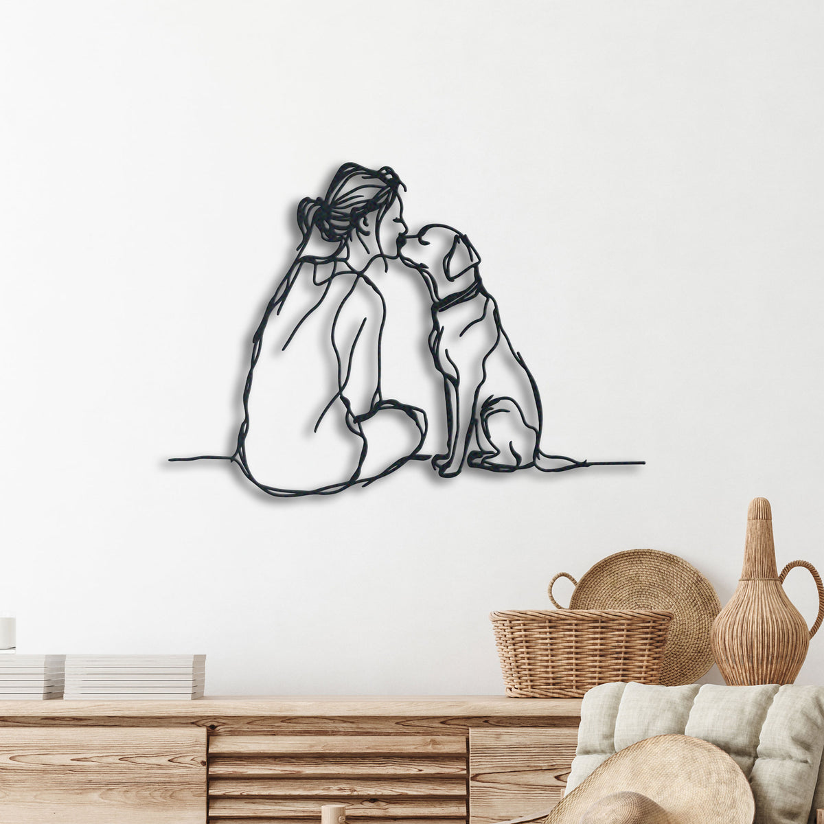 Personalized dog mom metal wall art, dog lover metal wall decor, minimalist line art, mother's day gift address sign with house number and street name in metal