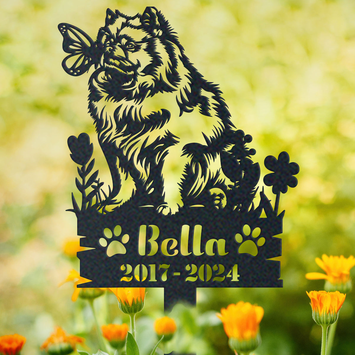 Personalized chowchow memorial garden stake with pet name and dates
