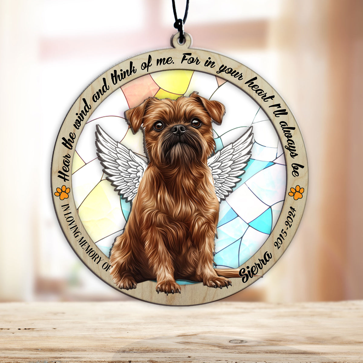 Personalized brussels griffon memorial garden stake with pet name and dates