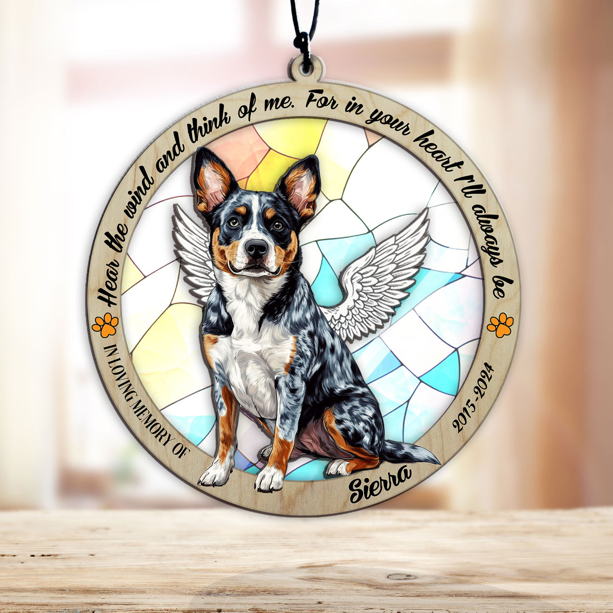 Personalized blue heeler memorial garden stake with pet name and dates