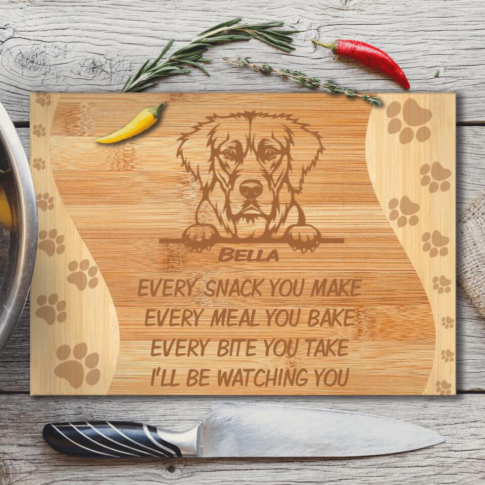 Personalized dog lovers glass cutting board for pet lovers