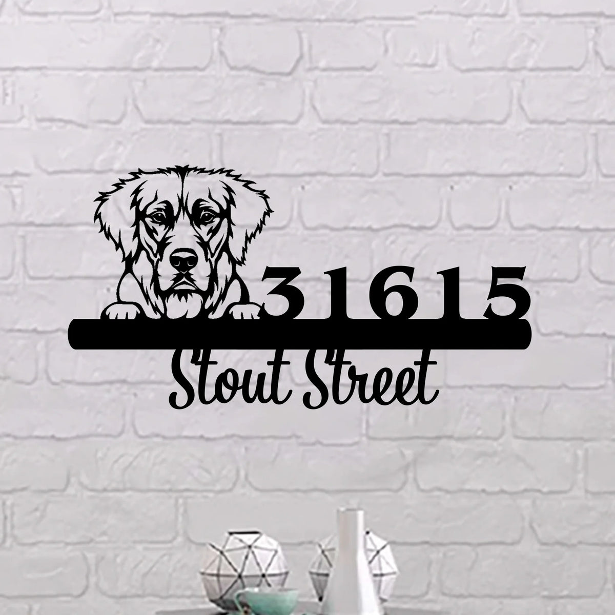 Pet Lovers Cute Dog Cat Address Sign, House Number Sign, Address Plaque