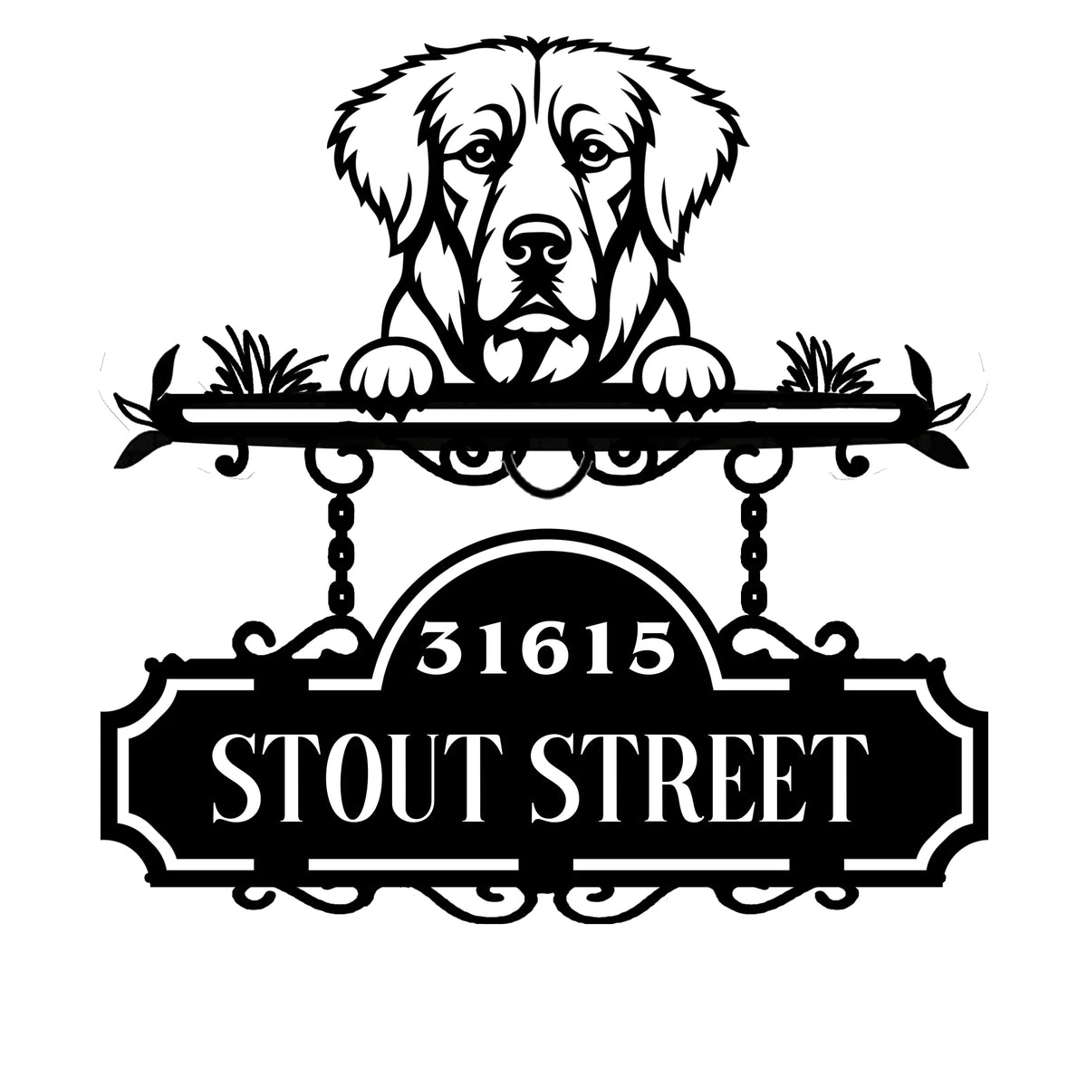 Dog Lovers Metal Sign Cute Dog House Number Street Address Personalized