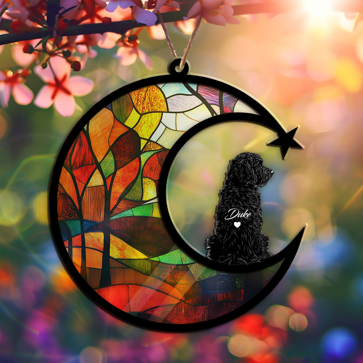 Personalized bernedoodle pet memorial garden stake with pet name and dates