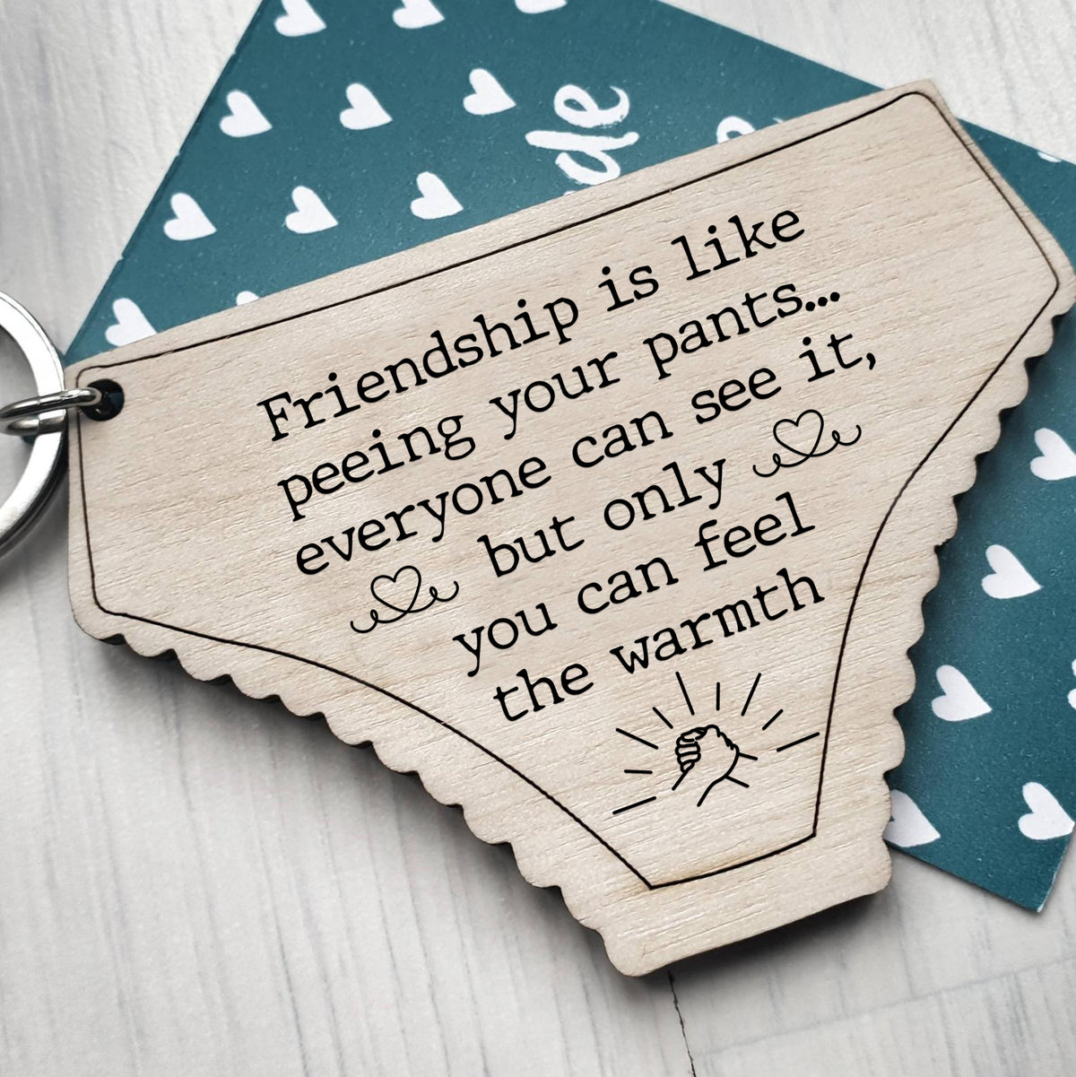 Personalized best friend funny wooden keychain friendship are like peeing your pants ornament with pet name