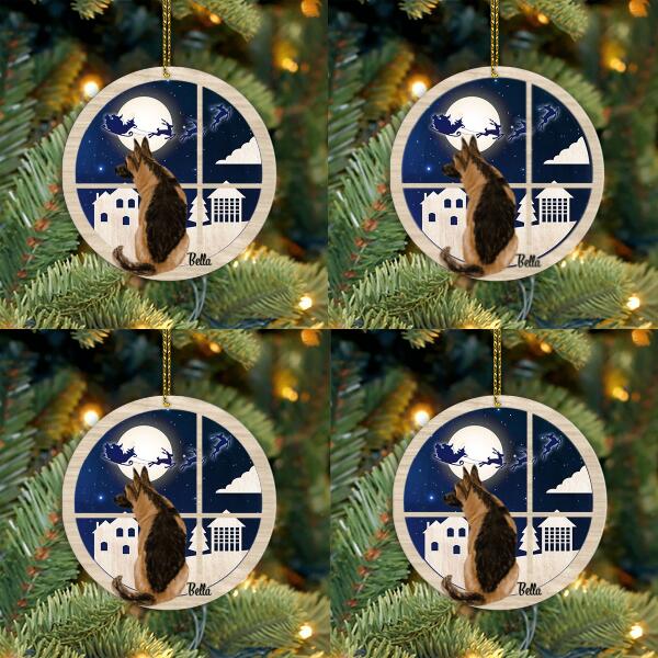 Dog Lovers Layered Ornament Dog Looking Santa Through Window Personalized Christmas Gift
