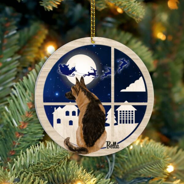 Dog Lovers Layered Ornament Dog Looking Santa Through Window Personalized Christmas Gift