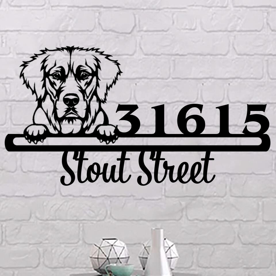Personalized Cute Dogs Metal Address Signs, Outdoor Metal Sign, House Number Sign, Address Plaque
