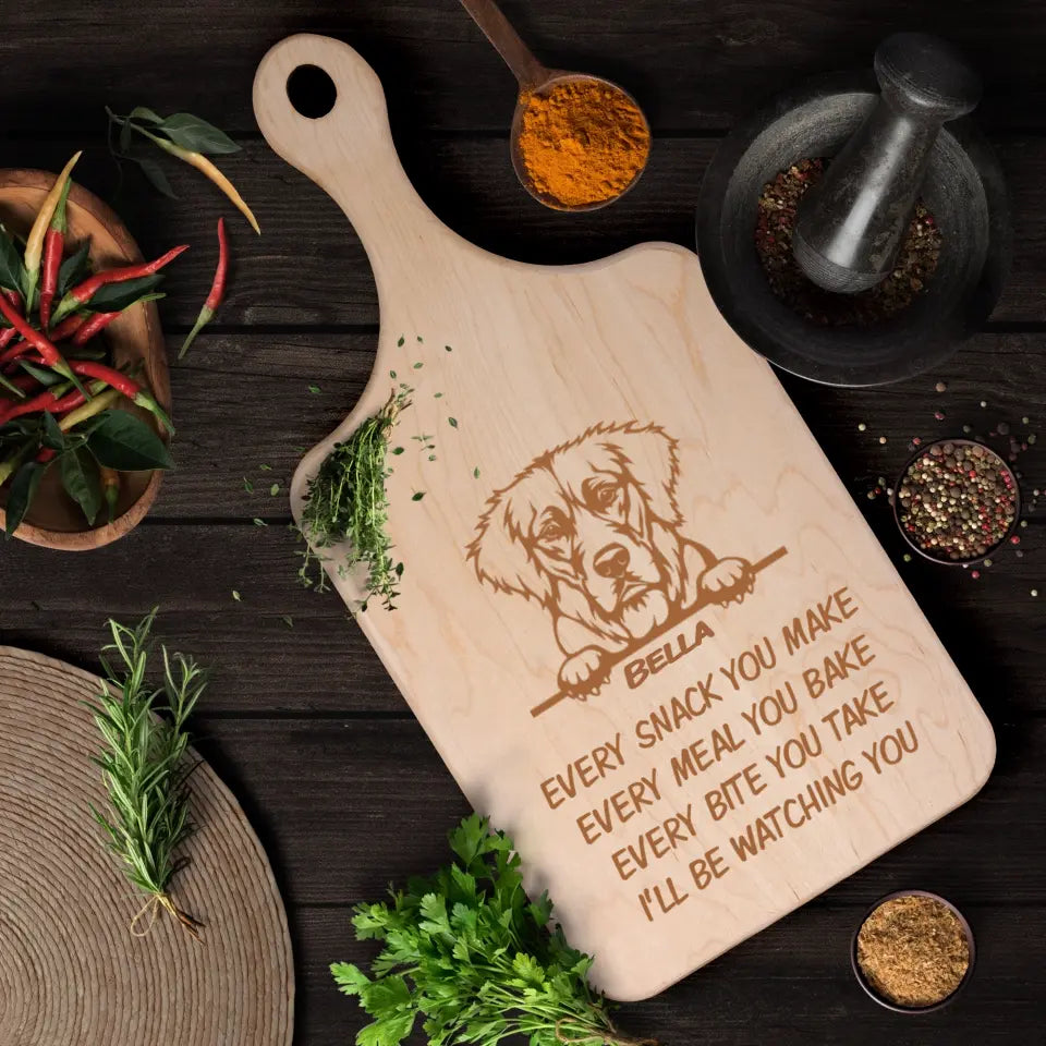 Personalized dog lovers paddle cutting board for pet lovers - product view 2