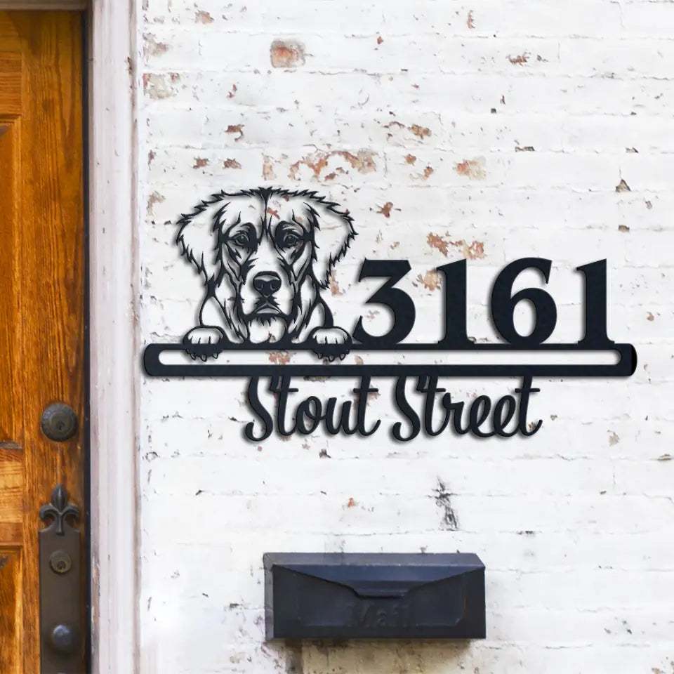 Personalized Cute Dogs Metal Address Signs, Outdoor Metal Sign, House Number Sign, Address Plaque