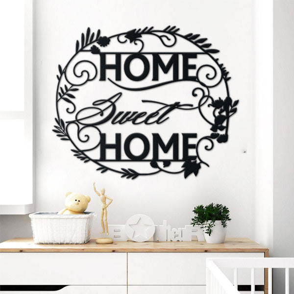Family metal wall art displayed on a home wall