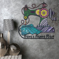Thumbnail for Sewing Lovers Full-color Metal Sign  Name Nana's Happy Place for home decoration Personalized