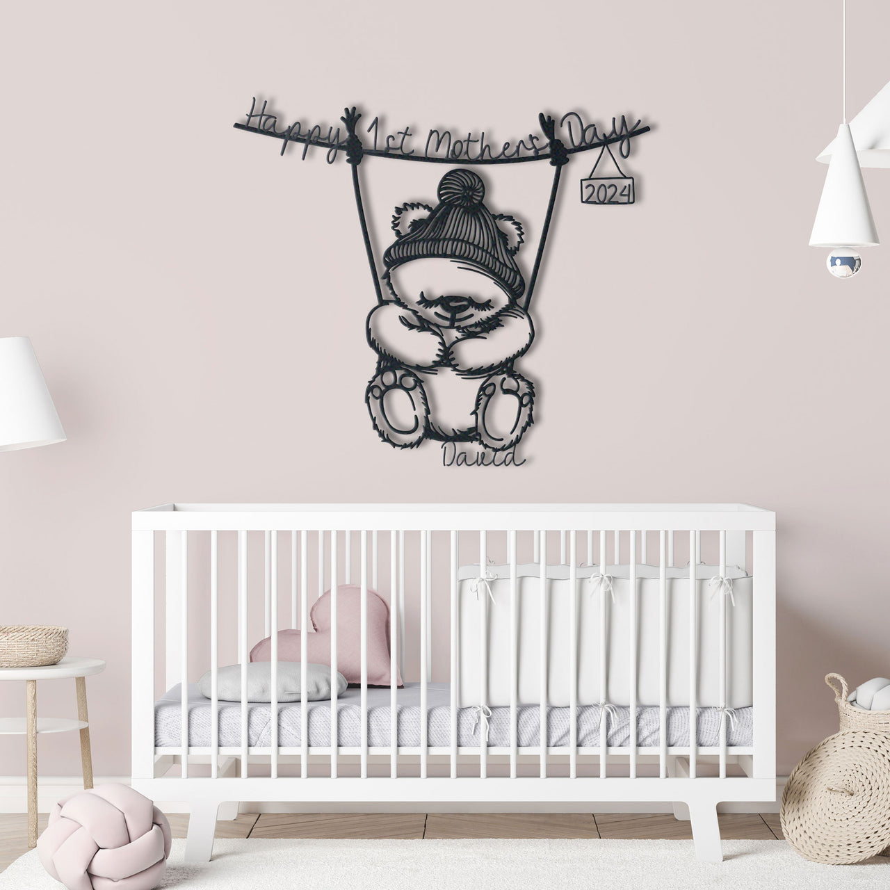 Family Custom Metal Wall Art Cute Cub Happy First Mother's Day