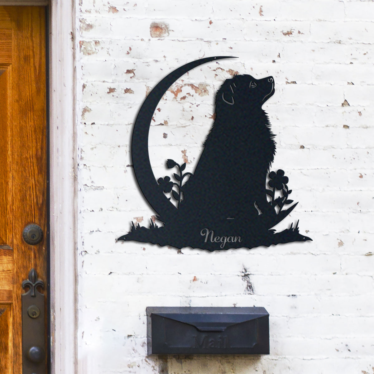 Chowchow metal wall art displayed on a home wall