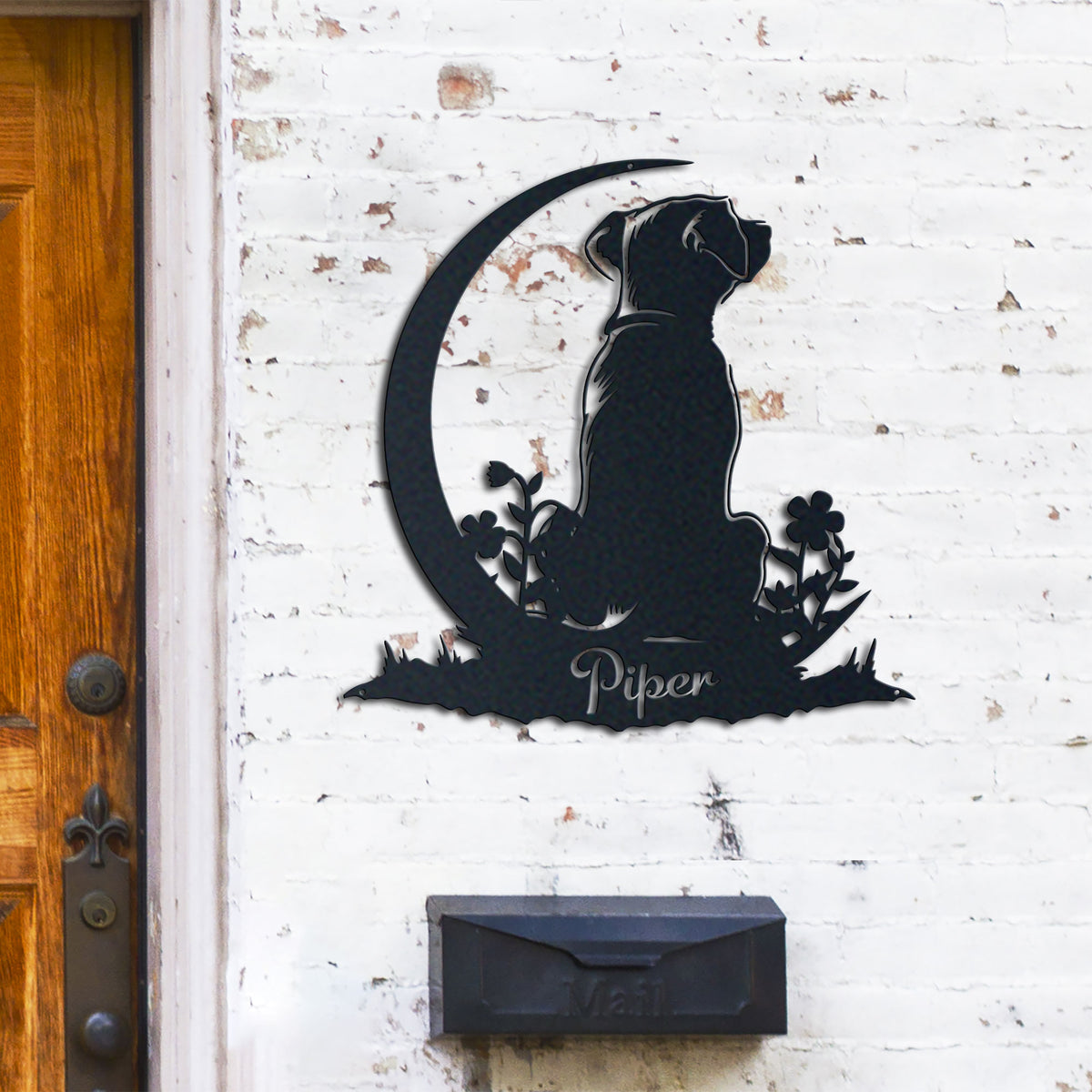 Jack Russell Terrier metal wall art displayed on a home wall