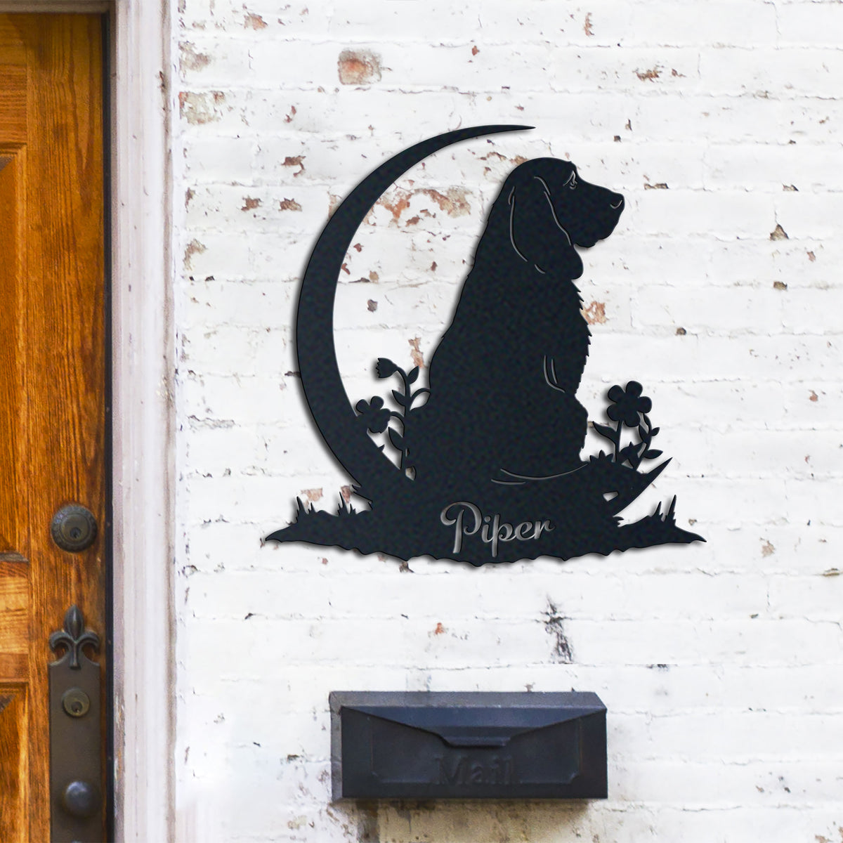 Basset Hound metal wall art displayed on a home wall