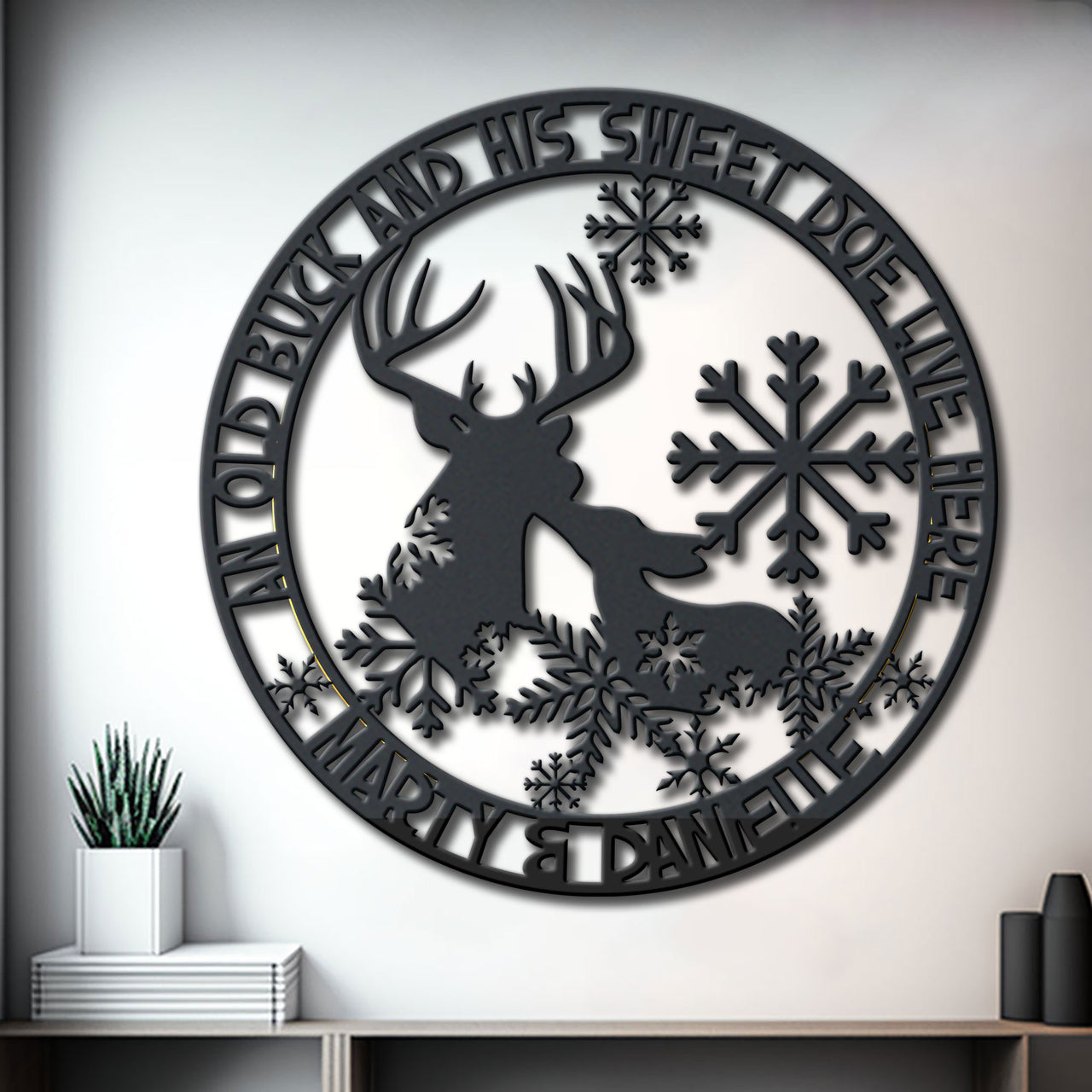 Hunting Lovers Metal Sign The Old Buck And His Sweet Doe Live Here Personalized 1