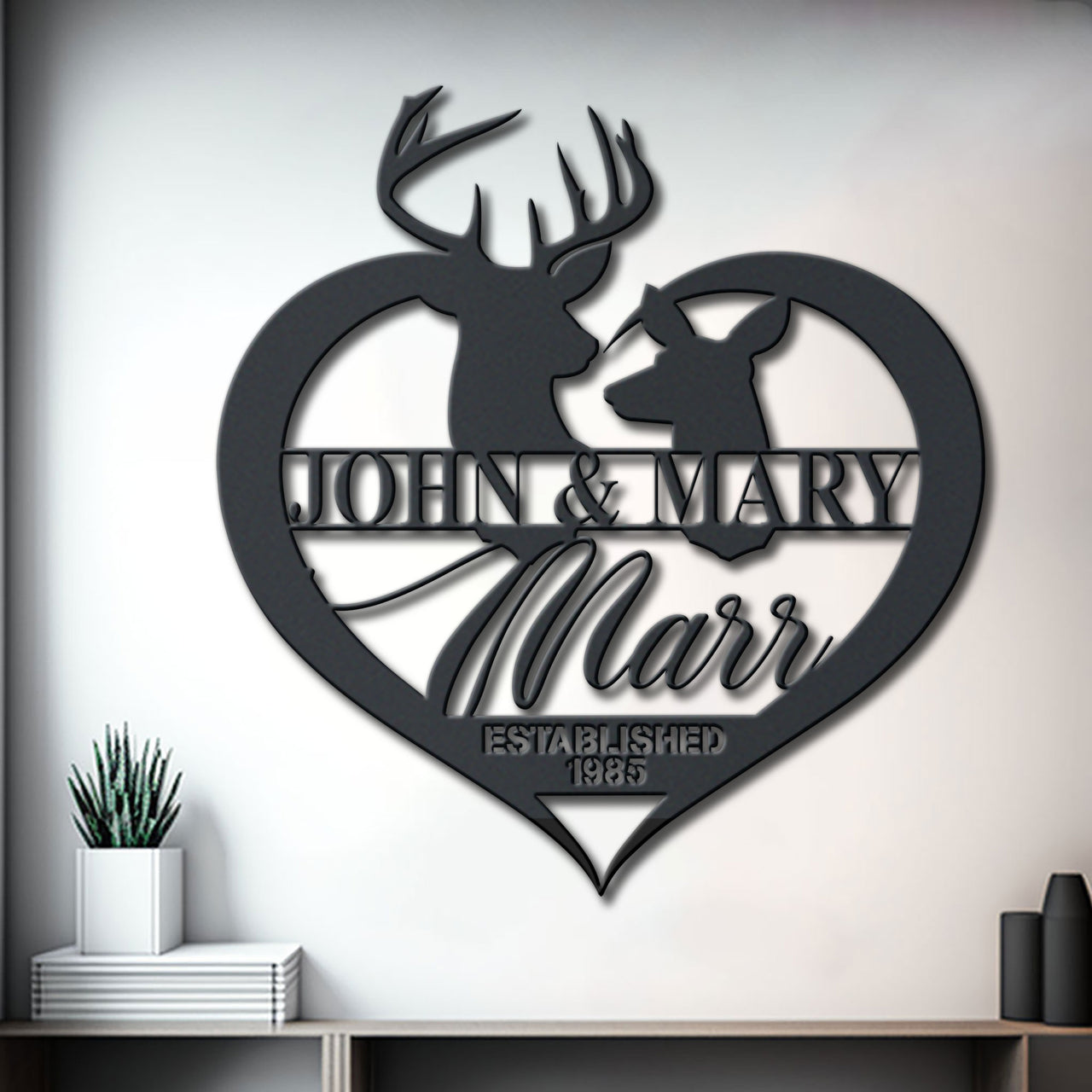 Hunting Deer Lovers Metal Sign Names Buck and Doe Idea For Wall Decoration Personalized