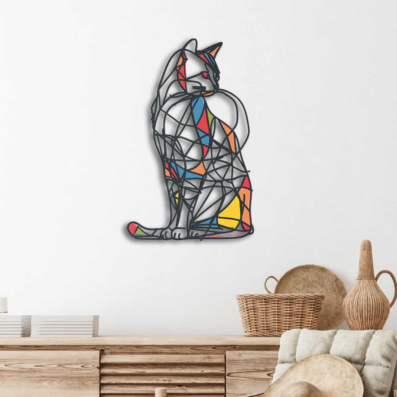 Abstract Cat Metal Wall Art, Unique Feline-Inspired Decor, Perfect for Modern Homes, Ideal Cat Lover Gift