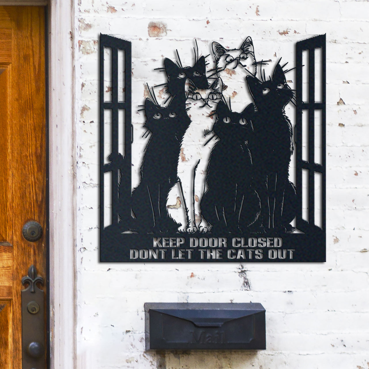 Cat Lover Metal Sign - Charming "Keep Closed Door" Sign for Cat Homes, Perfect Cat Owner Gift