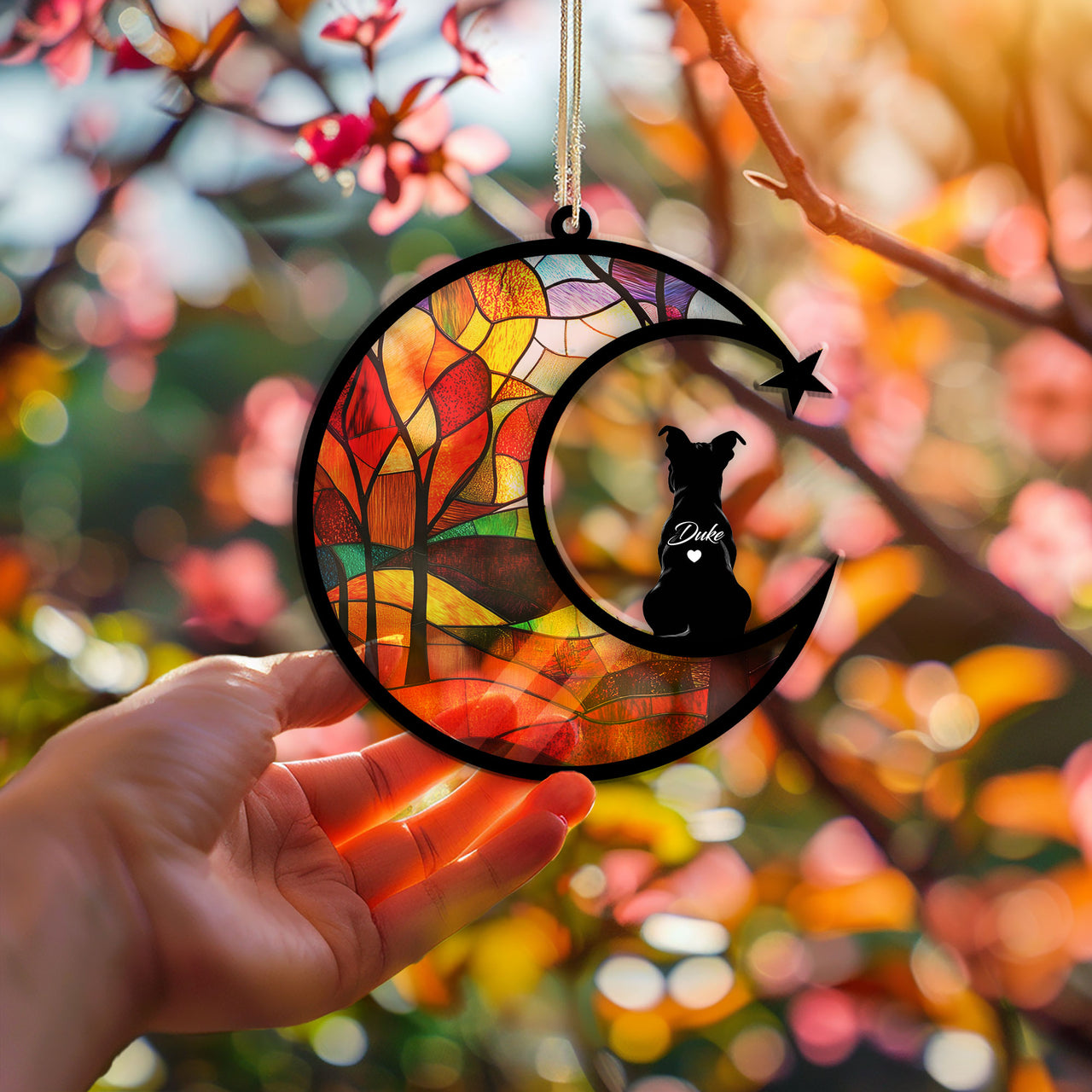 Suncatcher Ornament Boston Terrier Memorial, Dog Ornament Home Decor, Pet Loss Gift, Thoughtful Christmas Gift