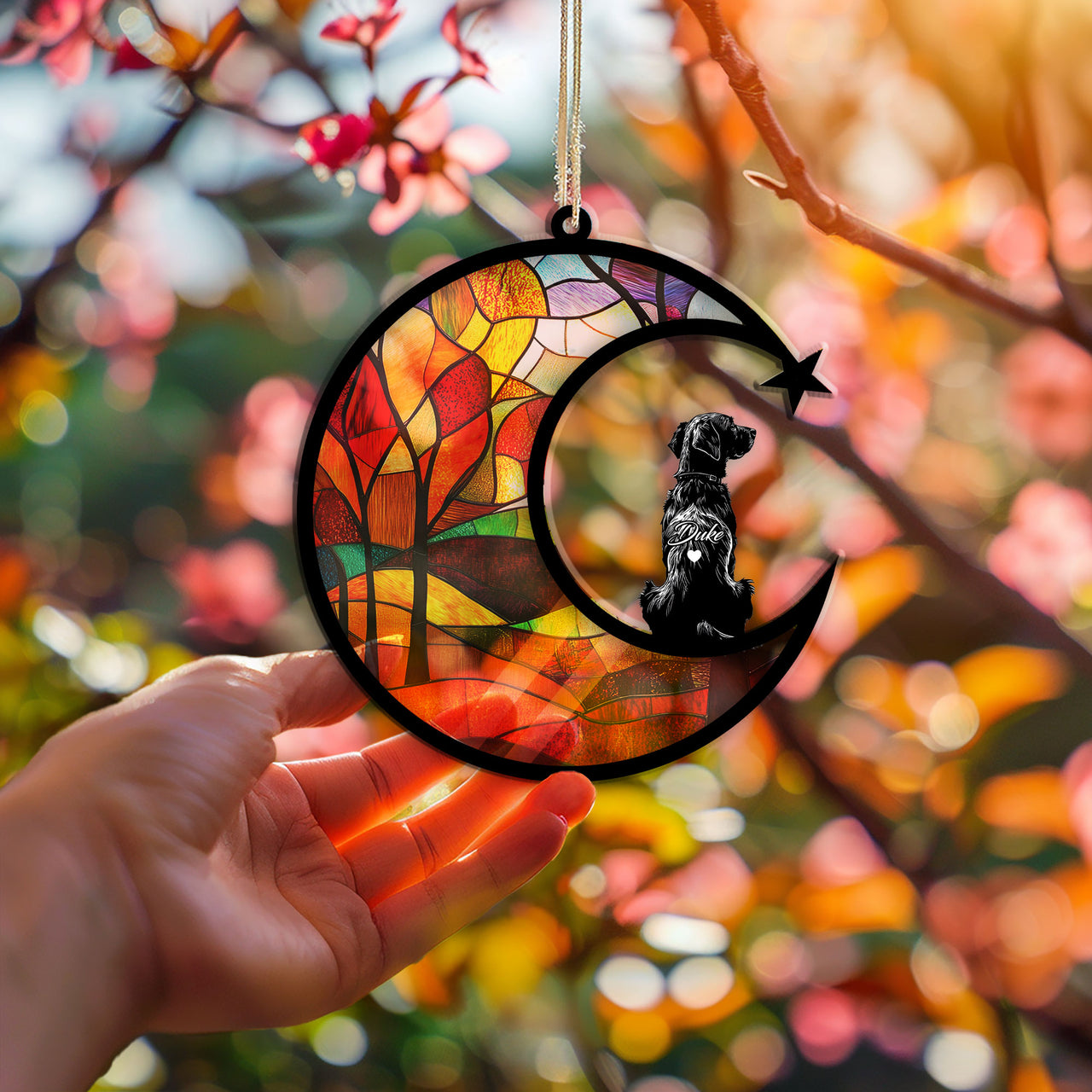 Suncatcher Ornament Brittany Memorial, Dog Ornament Home Decor, Pet Loss Gift, Thoughtful Christmas Gift