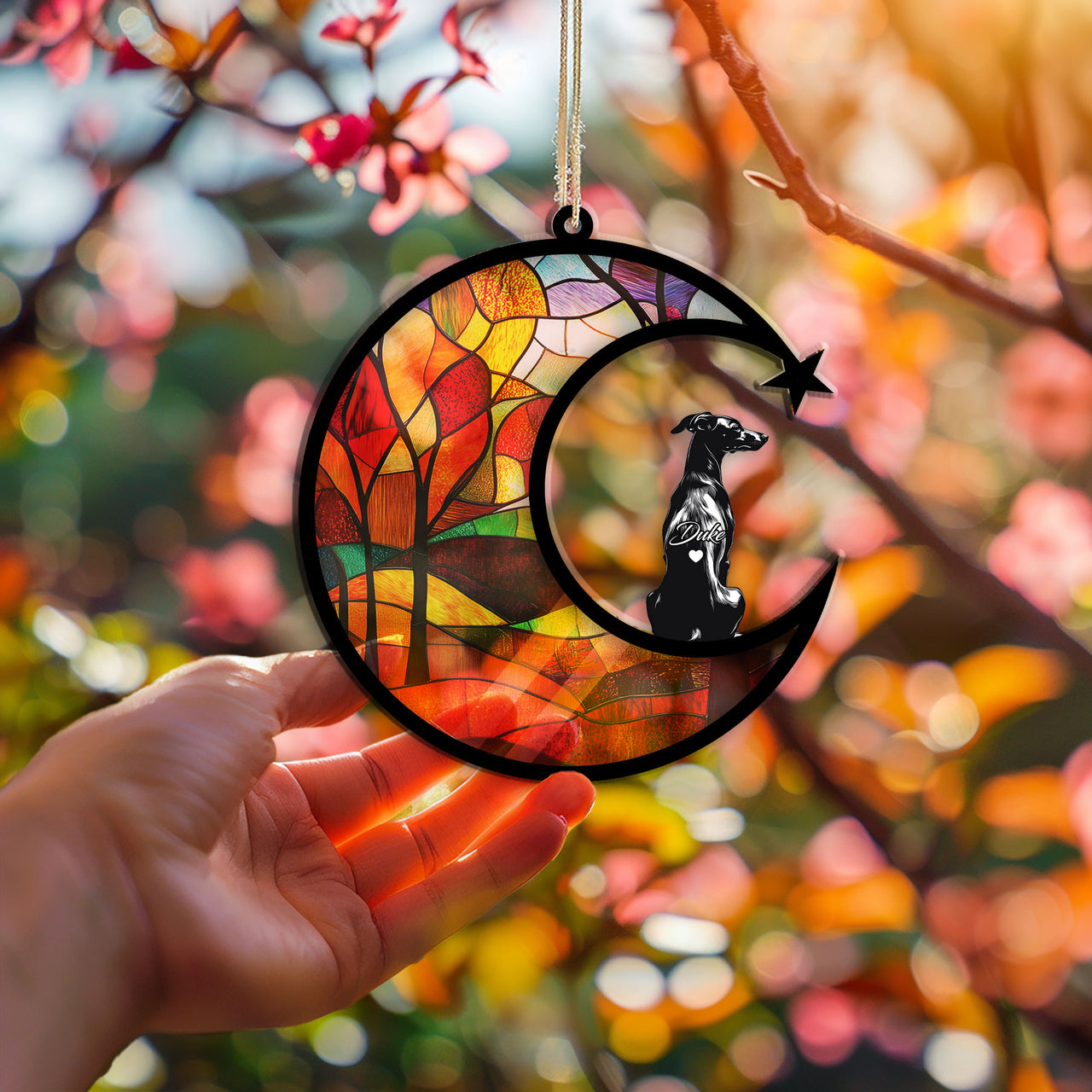 Suncatcher Ornament Greyhound Memorial, Dog Ornament Home Decor, Pet Loss Gift, Thoughtful Christmas Gift
