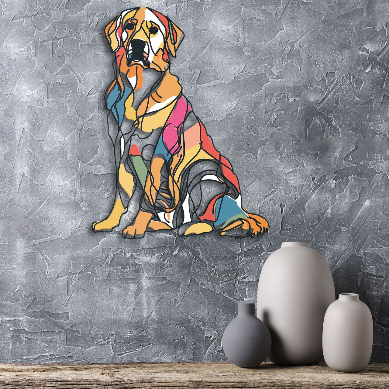 Abstract Golden Retriever Metal Wall Art, Whimsical Home Decor for Dog Lovers, Housewarming Gift