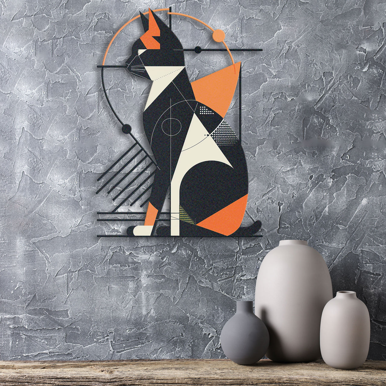 Abstract Cat Metal Wall Art, Whimsical Home Decor for Cat Lovers, Unique Feline, Housewarming Gift