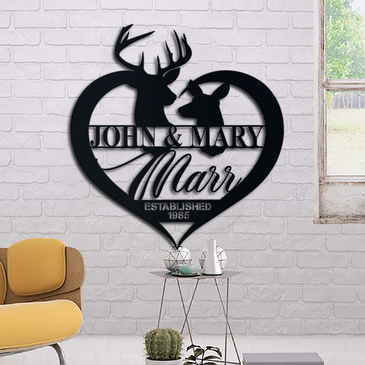 Hunting Deer Lovers Metal Sign Names Buck and Doe Idea For Wall Decoration Personalized