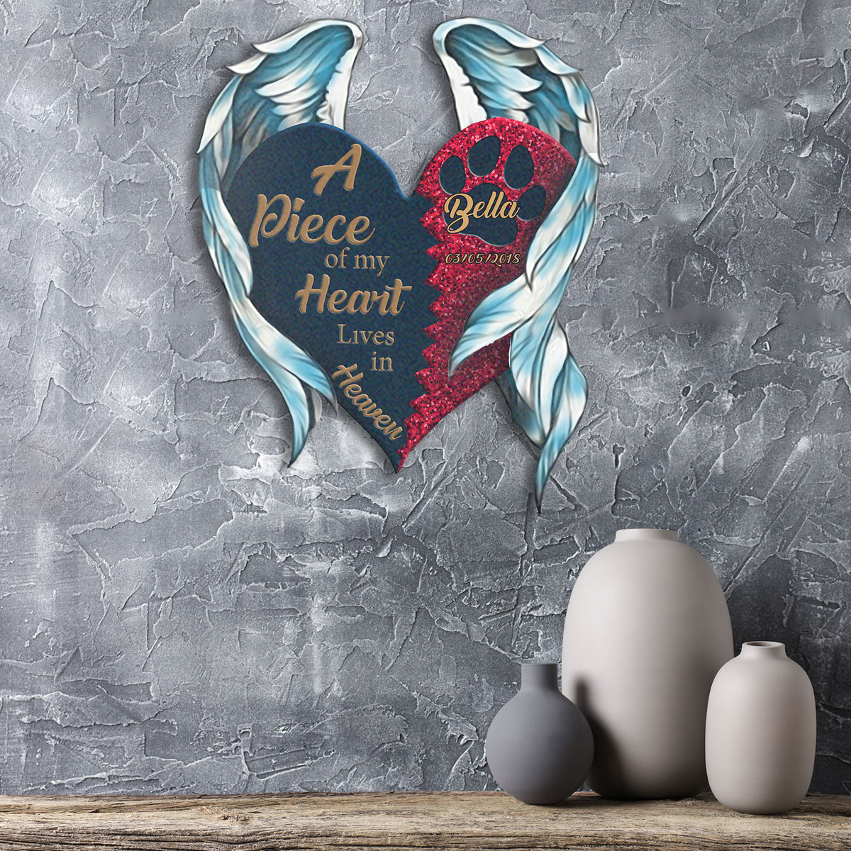 In Loving Memory metal wall art displayed on a home wall