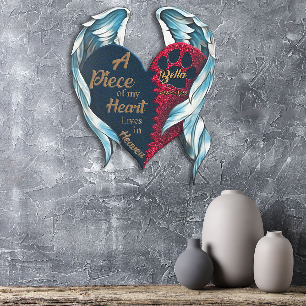 Dog Lovers Metal Sign A Piece Of My Heart Lives In Heaven Personalized