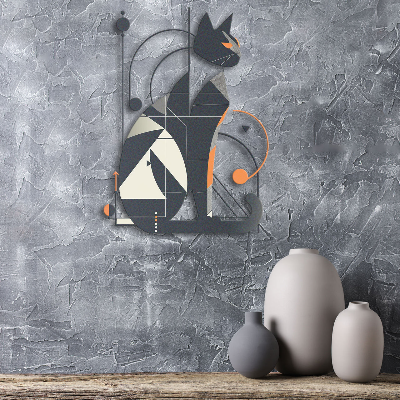 Abstract Cat Metal Wall Art, Gift for Cat Lovers, Unique Feline, Housewarming Gift
