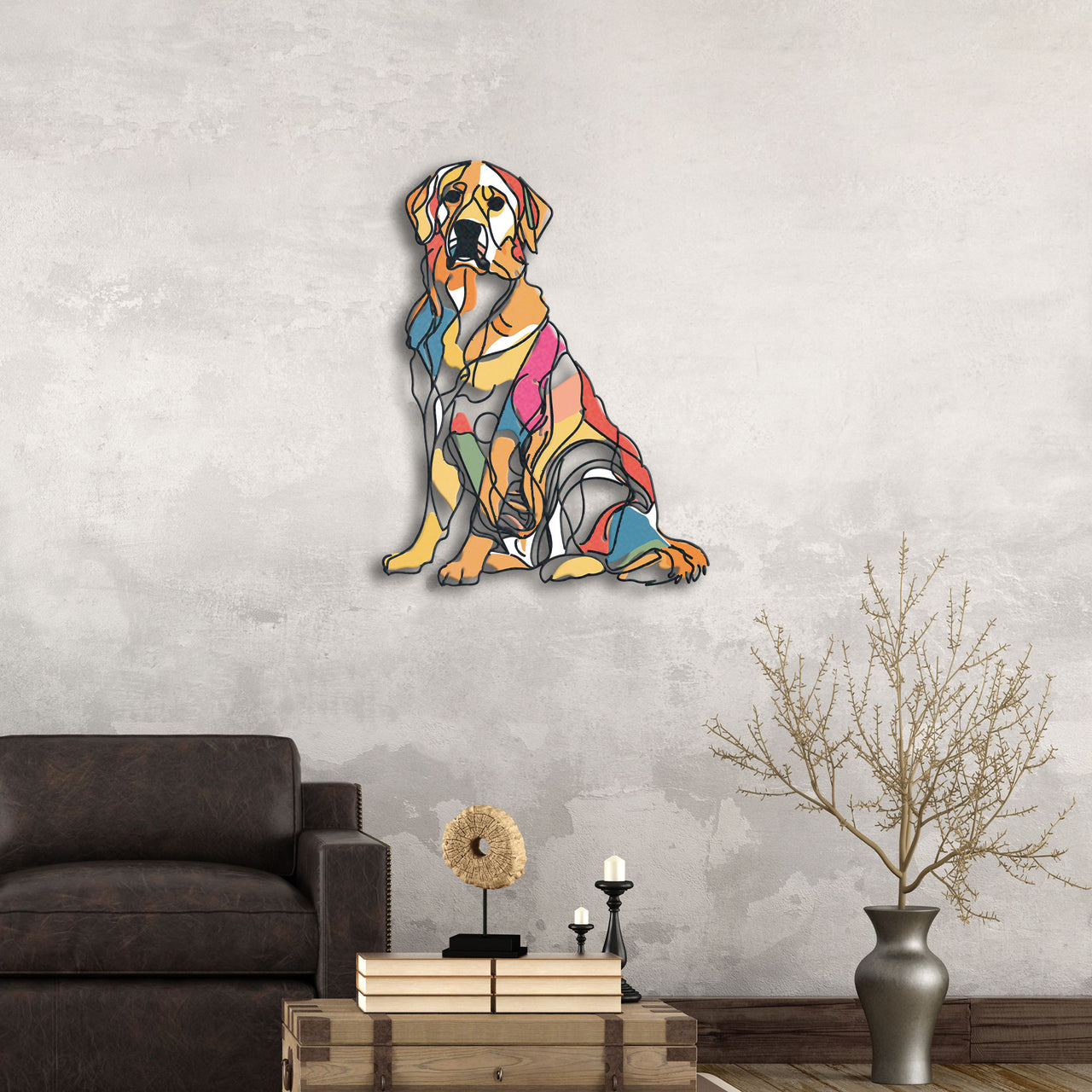Abstract Golden Retriever Metal Wall Art, Whimsical Home Decor for Dog Lovers, Housewarming Gift