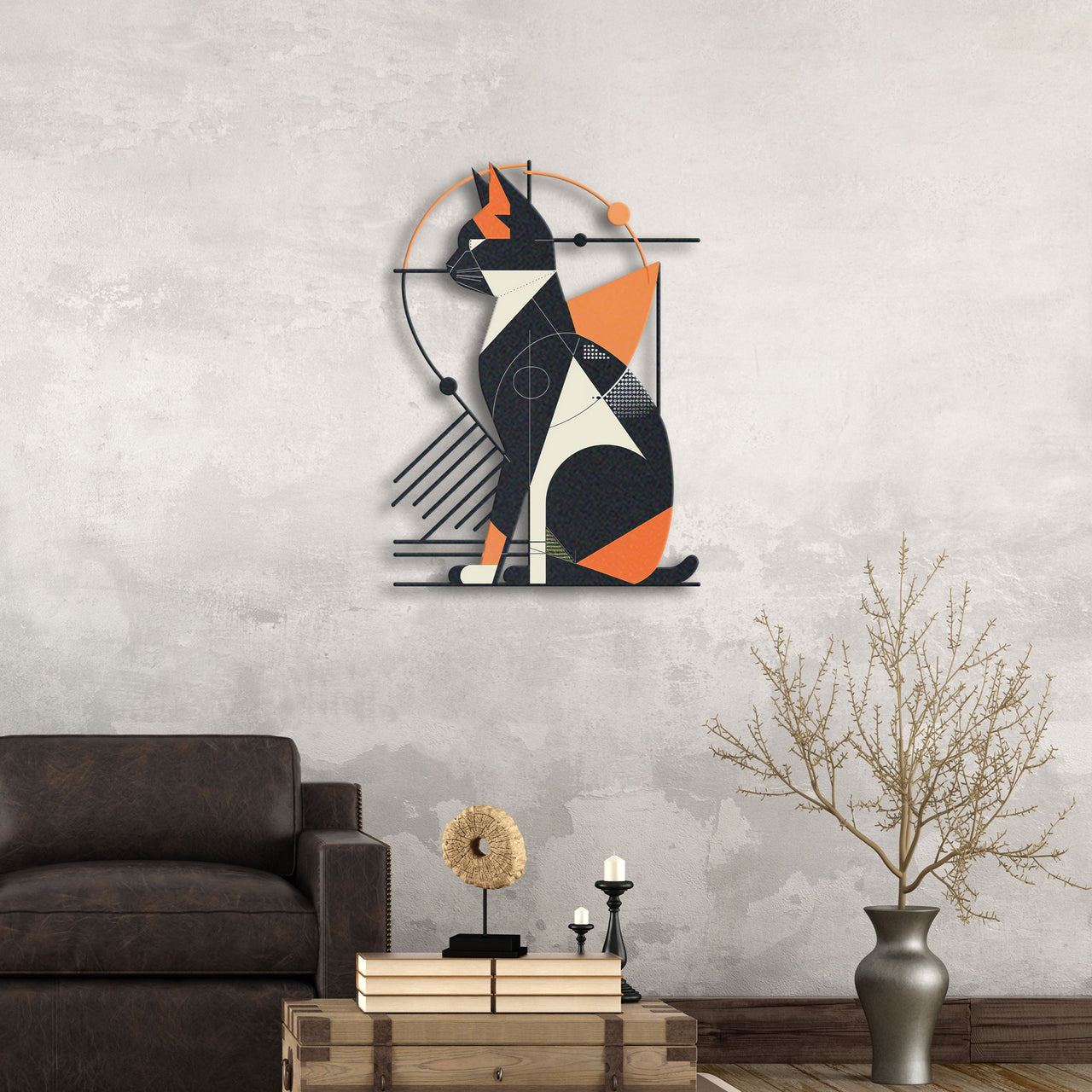 Abstract Cat Metal Wall Art, Whimsical Home Decor for Cat Lovers, Unique Feline, Housewarming Gift