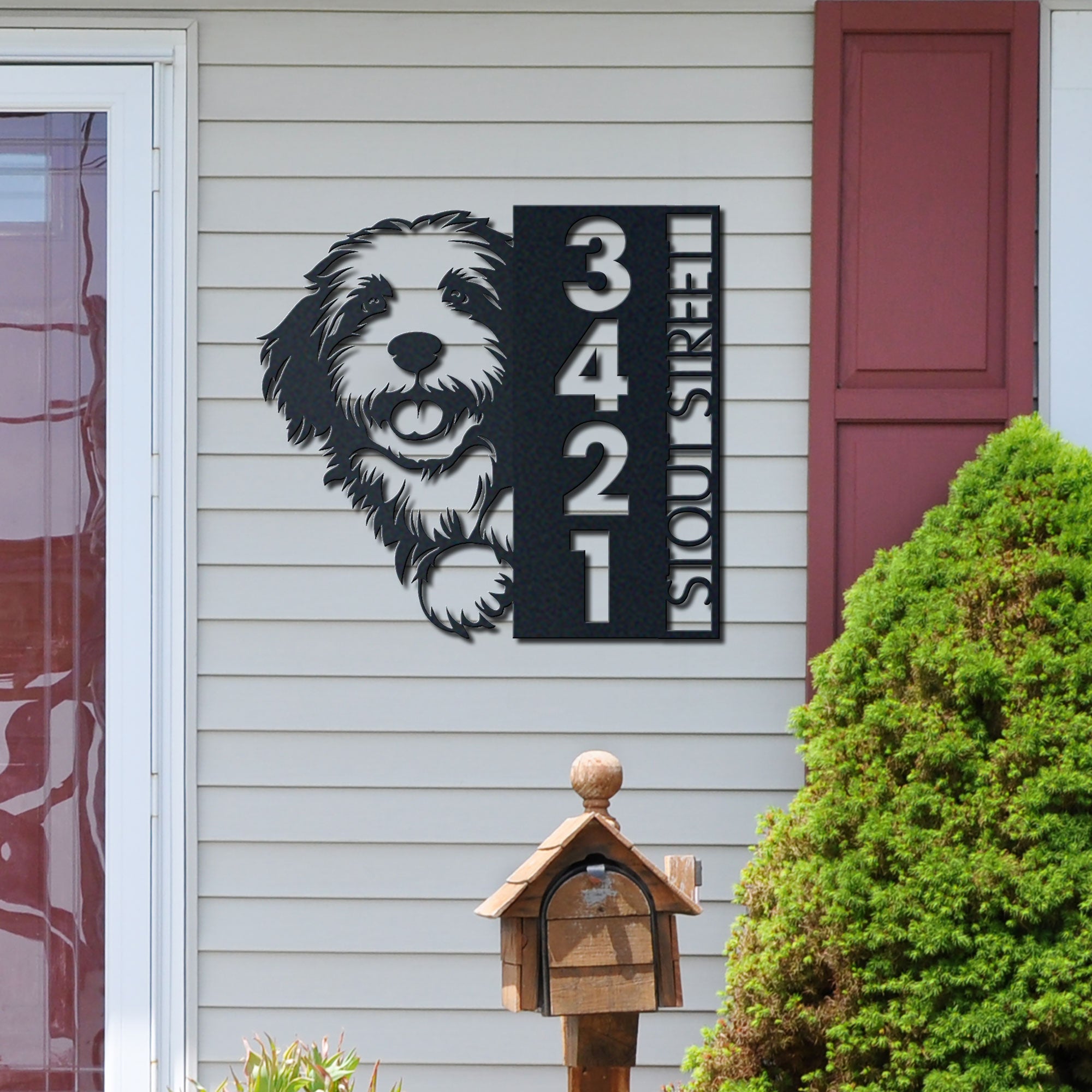 Dog House Number, Dog Address Sign, Vertical House Number Plaque for Outdoor Use