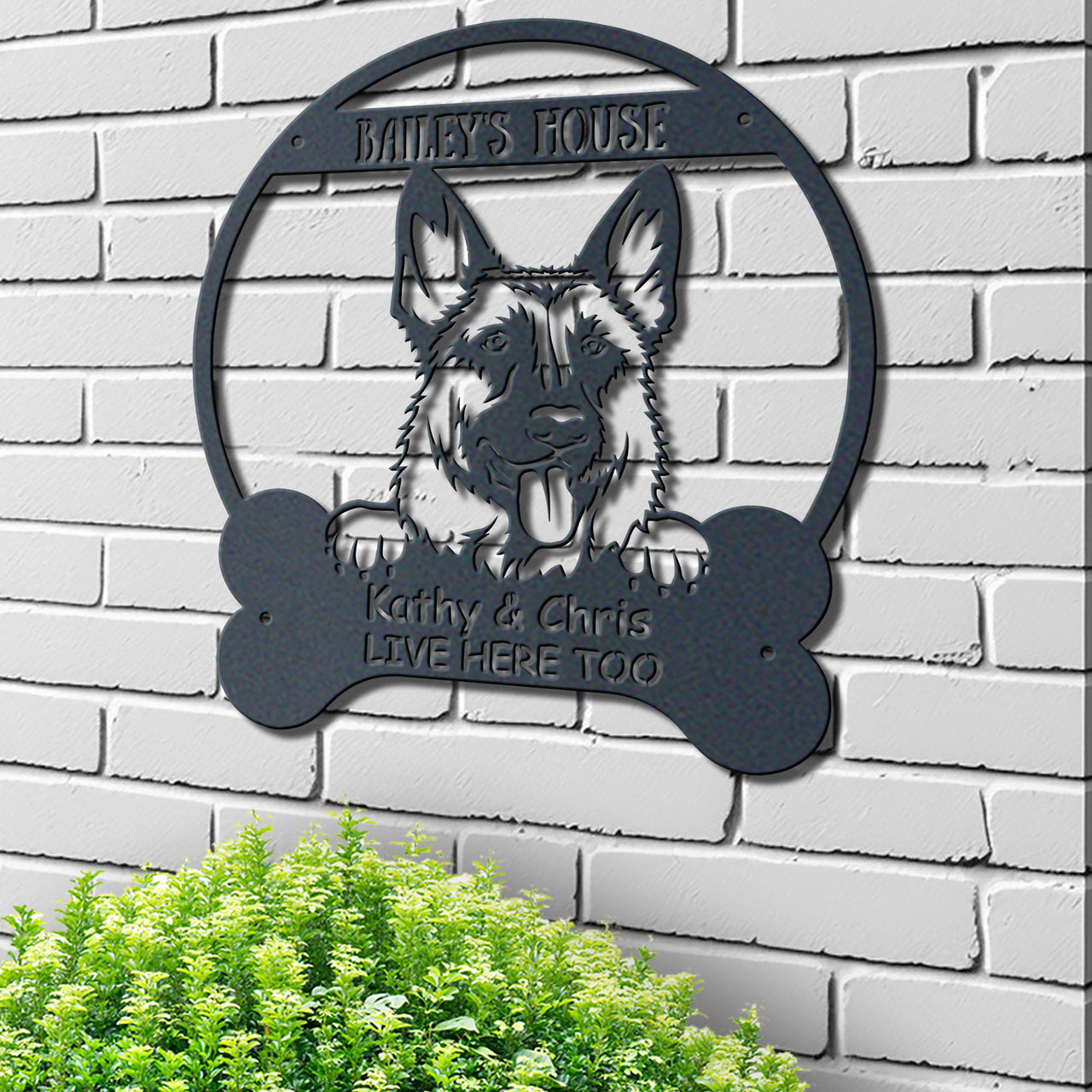 Dog Lovers Metal Sign The Dogs House Human Live Here Too Personalized 1