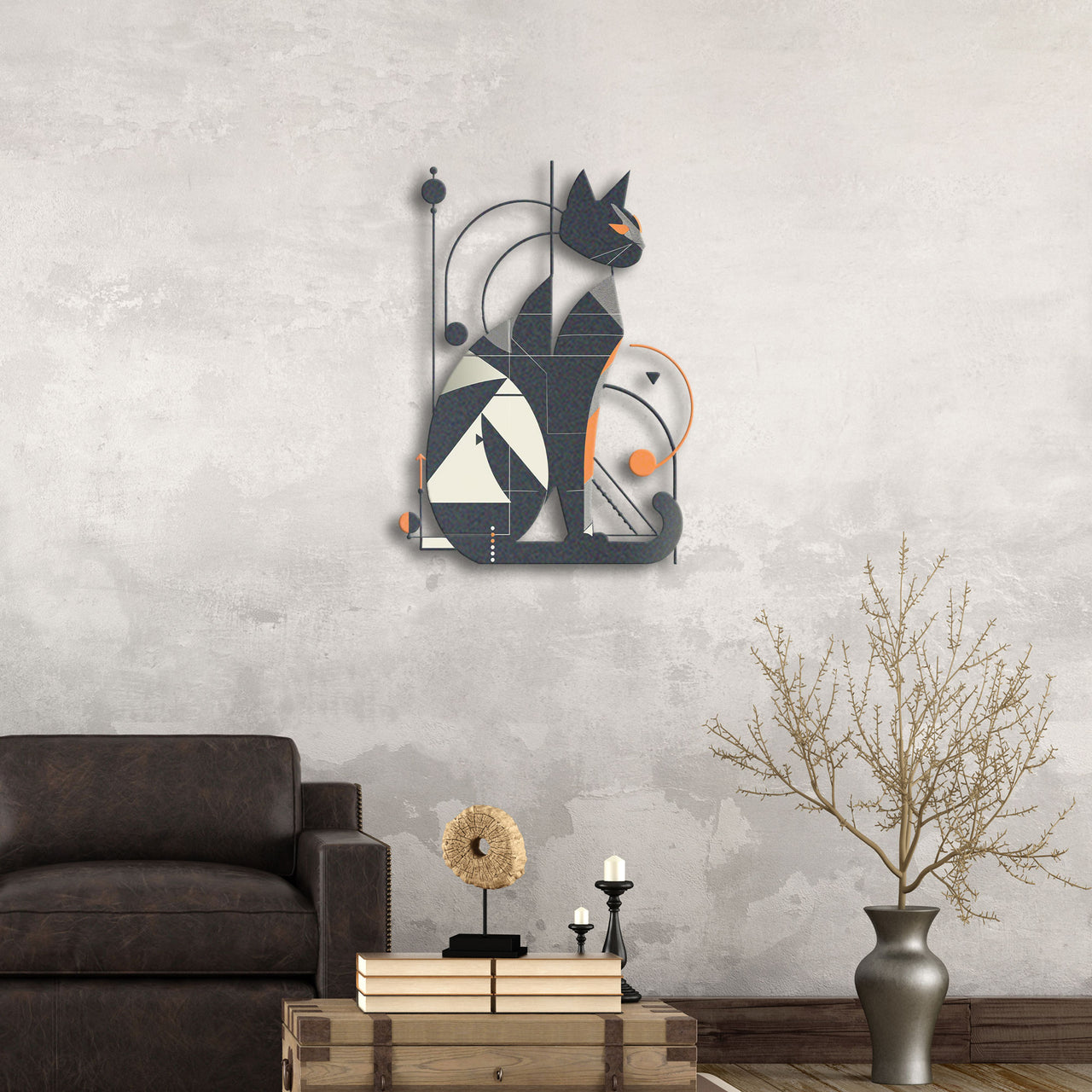 Abstract Cat Metal Wall Art, Gift for Cat Lovers, Unique Feline, Housewarming Gift
