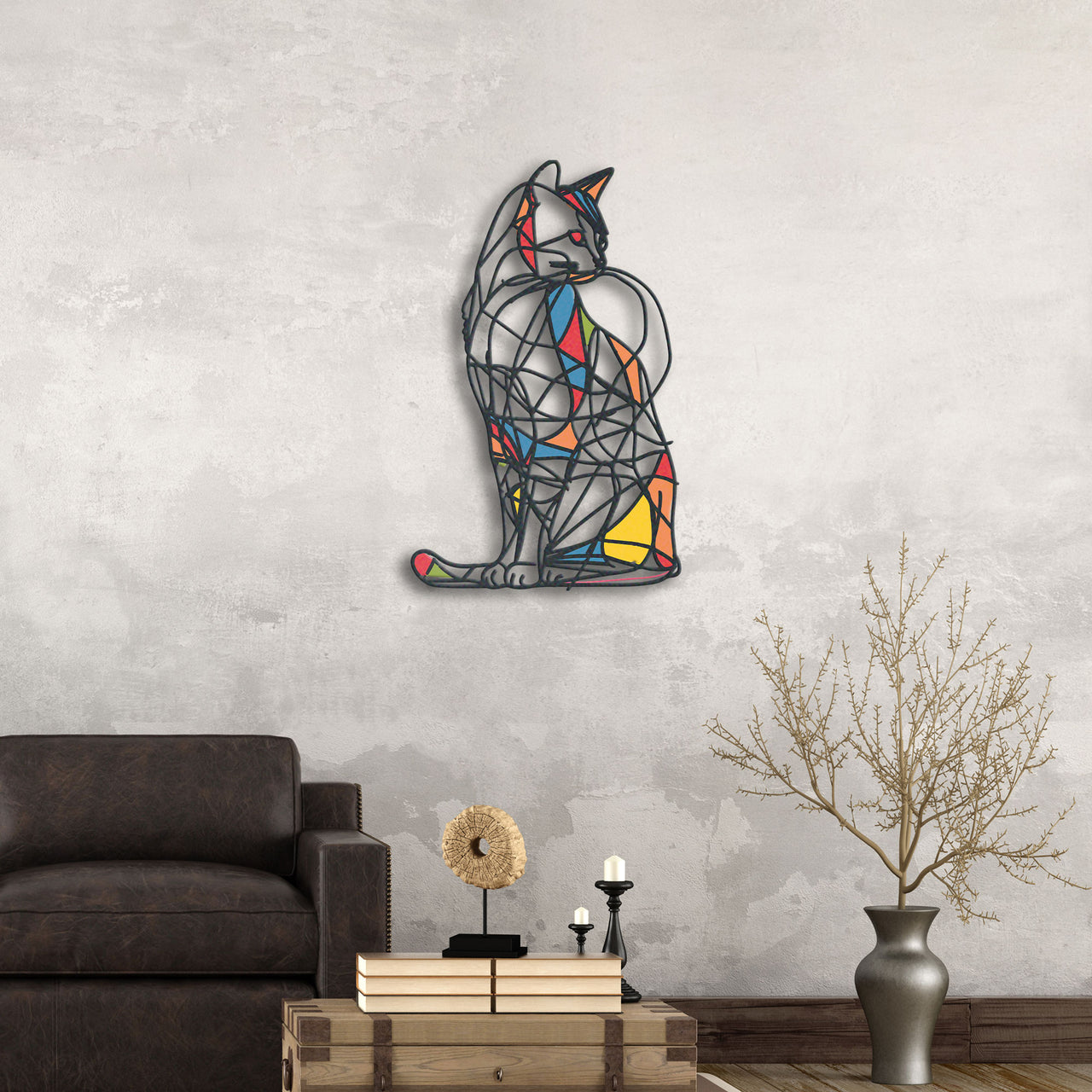 Abstract Cat Metal Wall Art, Unique Feline-Inspired Decor, Perfect for Modern Homes, Ideal Cat Lover Gift