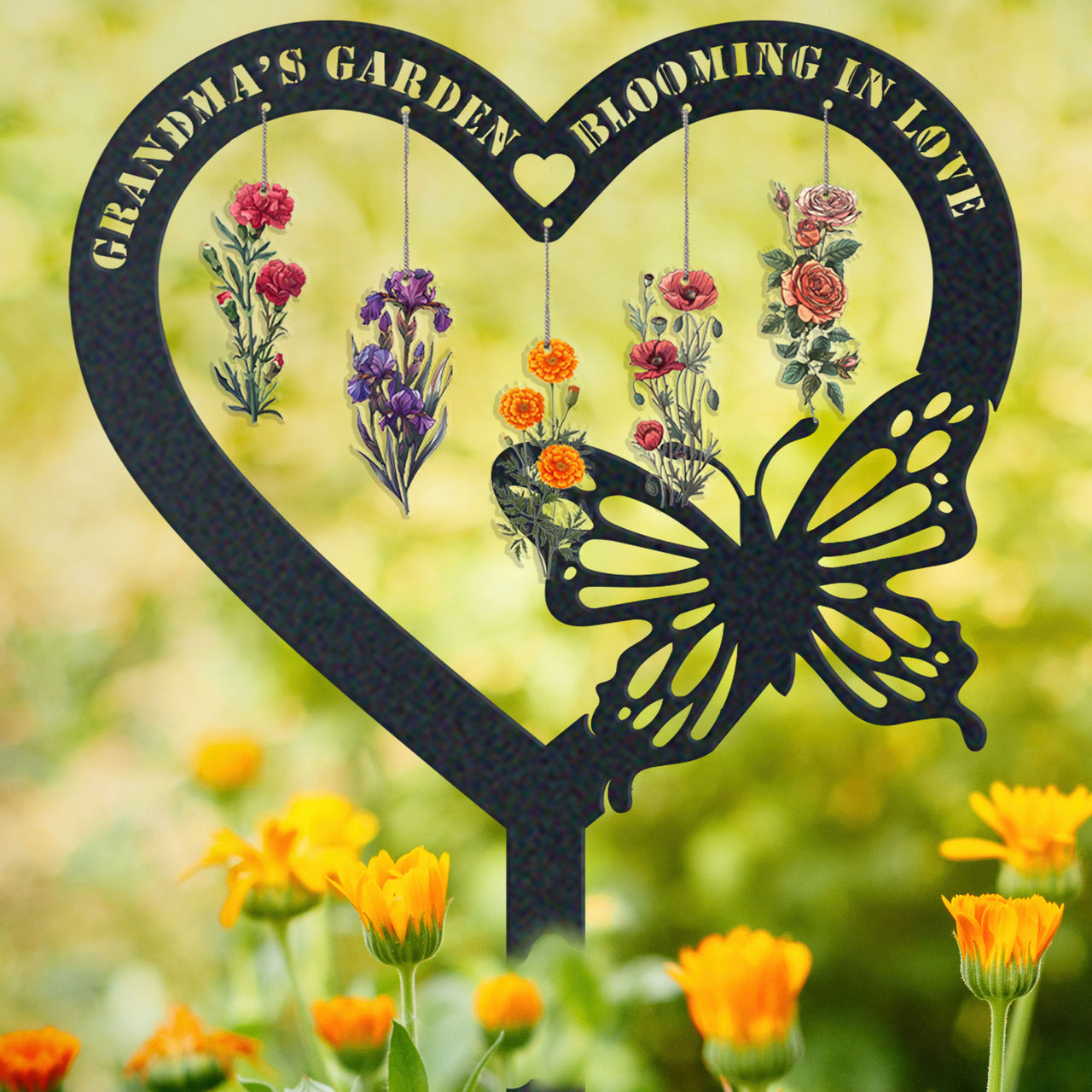Custom Garden Stake with Birth Month Flower  Acrylic Ornament, Perfect for Garden Decor or Mothers Day Gift