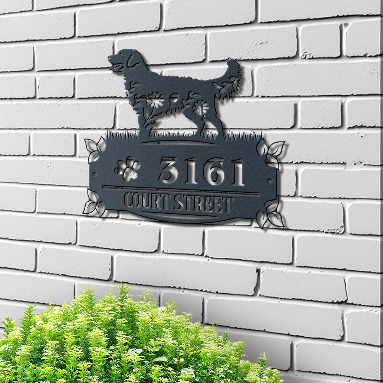 Golden Retriever Address Sign House Number Address Plaque Dog Lovers Gift