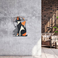 Abstract Cat Metal Wall Art, Whimsical Home Decor for Cat Lovers, Unique Feline, Housewarming Gift