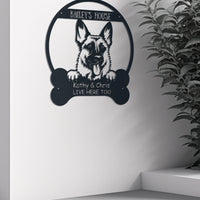 Thumbnail for Dog Lovers Metal Sign The Dogs House Human Live Here Too Personalized 1