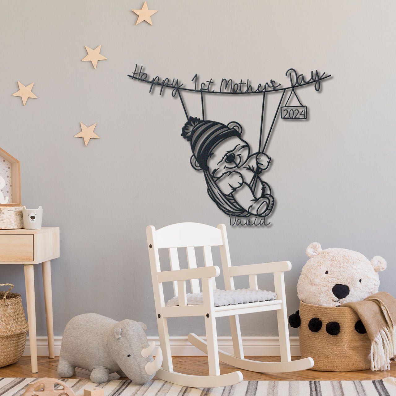 Family Custom Metal Wall Art Cute Cub Happy First Mother's Day 2