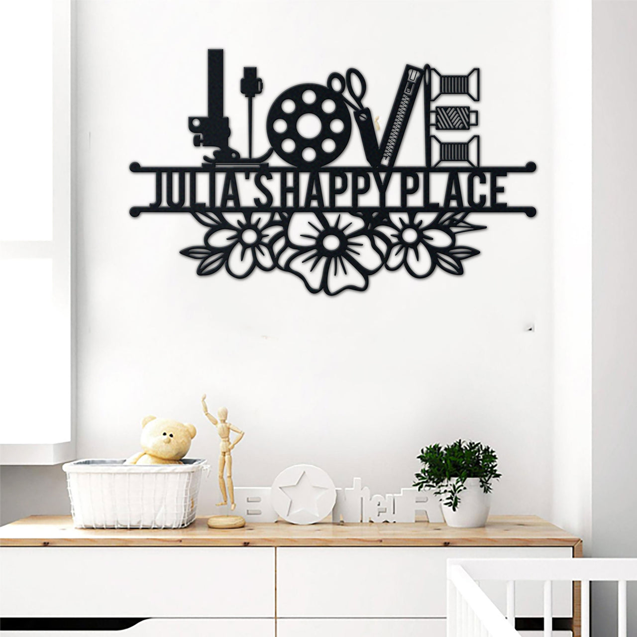 Sewing Lovers Happy Place Metal Sign Name Idea For Wall Decoration Personalized 2