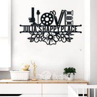 Thumbnail for Sewing Lovers Happy Place Metal Sign Name Idea For Wall Decoration Personalized 2