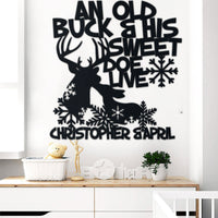 Thumbnail for Hunting Lovers Metal Sign The Old Buck And His Sweet Doe Live Here Personalized 2