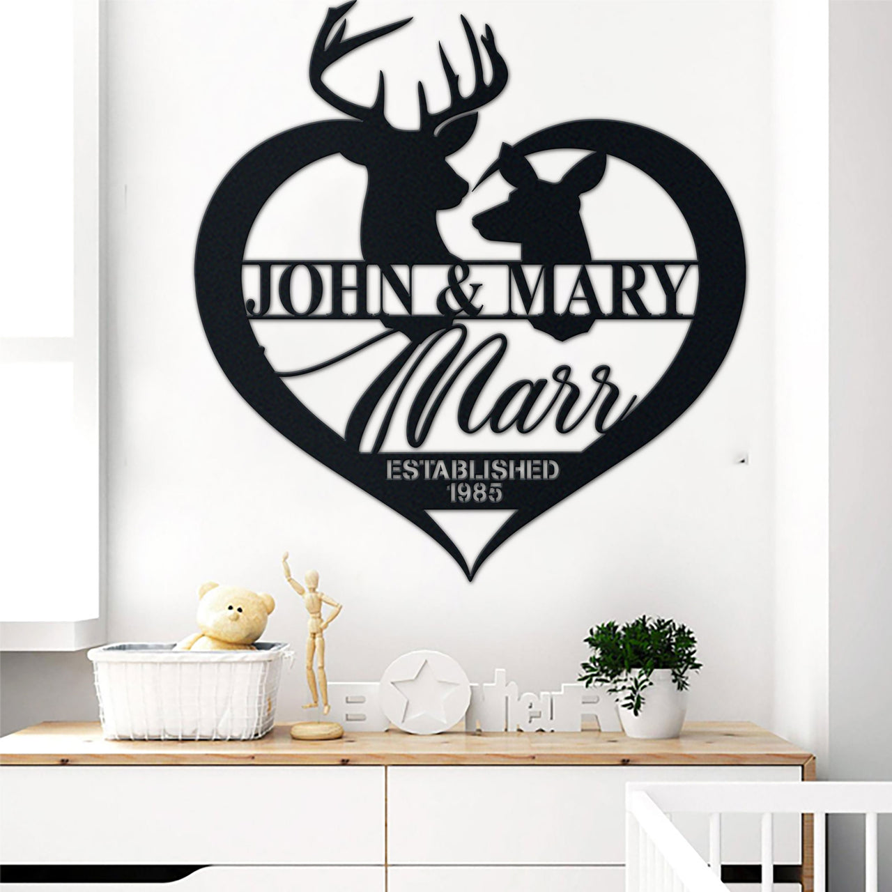 Hunting Deer Lovers Metal Sign Names Buck and Doe Idea For Wall Decoration Personalized